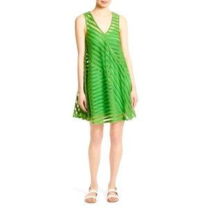 TRACY REESE | GREEN SHEER STRIPED DRESS